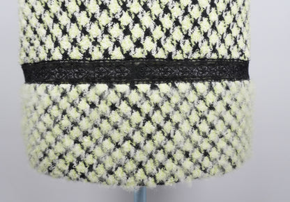 Houndstooth Tweed Straight Skirt