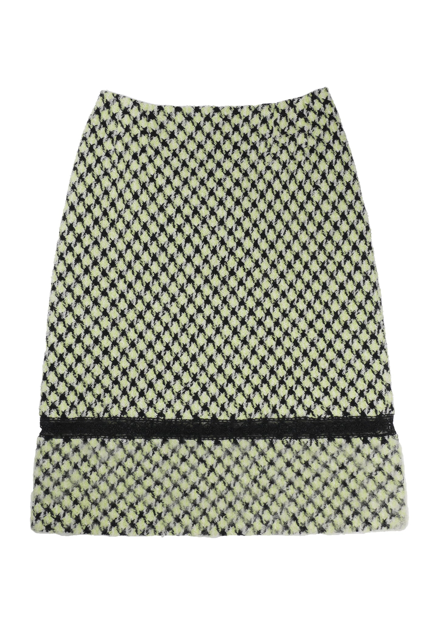 Houndstooth Tweed Straight Skirt