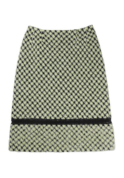 Houndstooth Tweed Straight Skirt