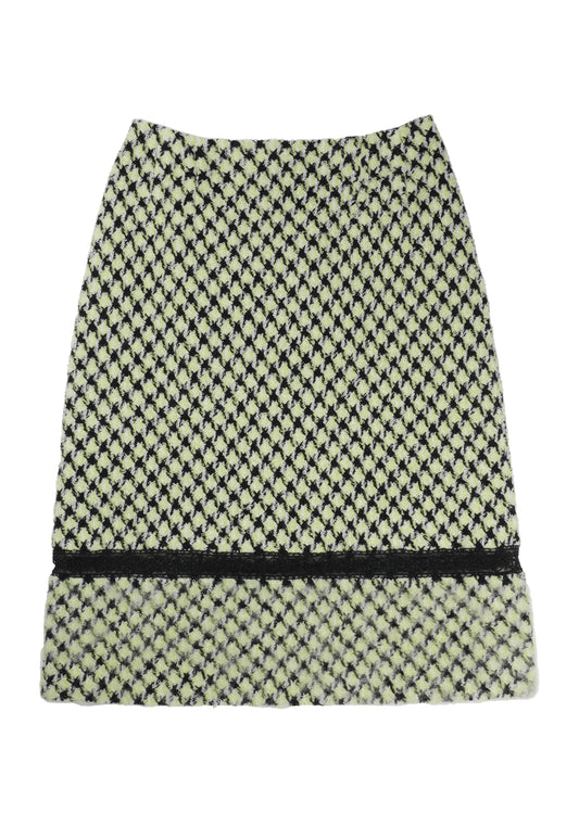 Houndstooth Tweed Straight Skirt