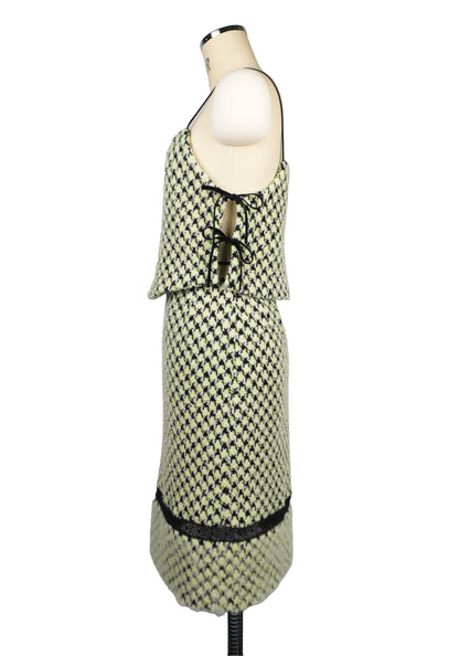 Houndstooth Tweed Straight Skirt